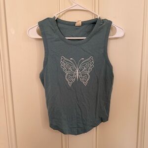 Urban Outfitters Teal Butterfly Graphic Tank
